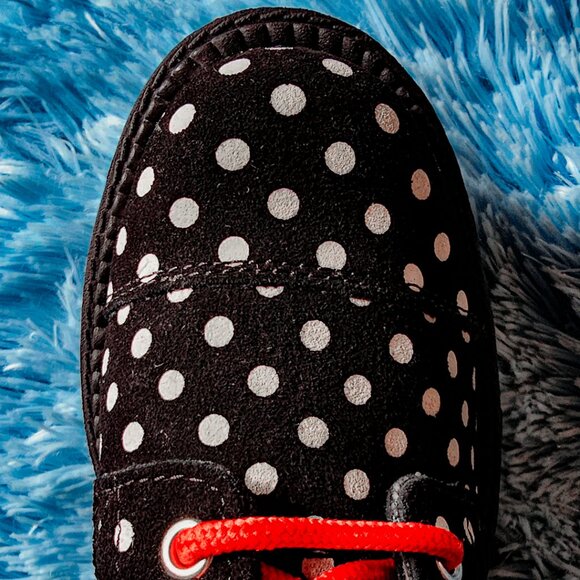 T.U.K BLACK/WHITE POLKA DOT 7 EYE VIVA MONDO CREEPER BOOTS - Picture 5 of 8
